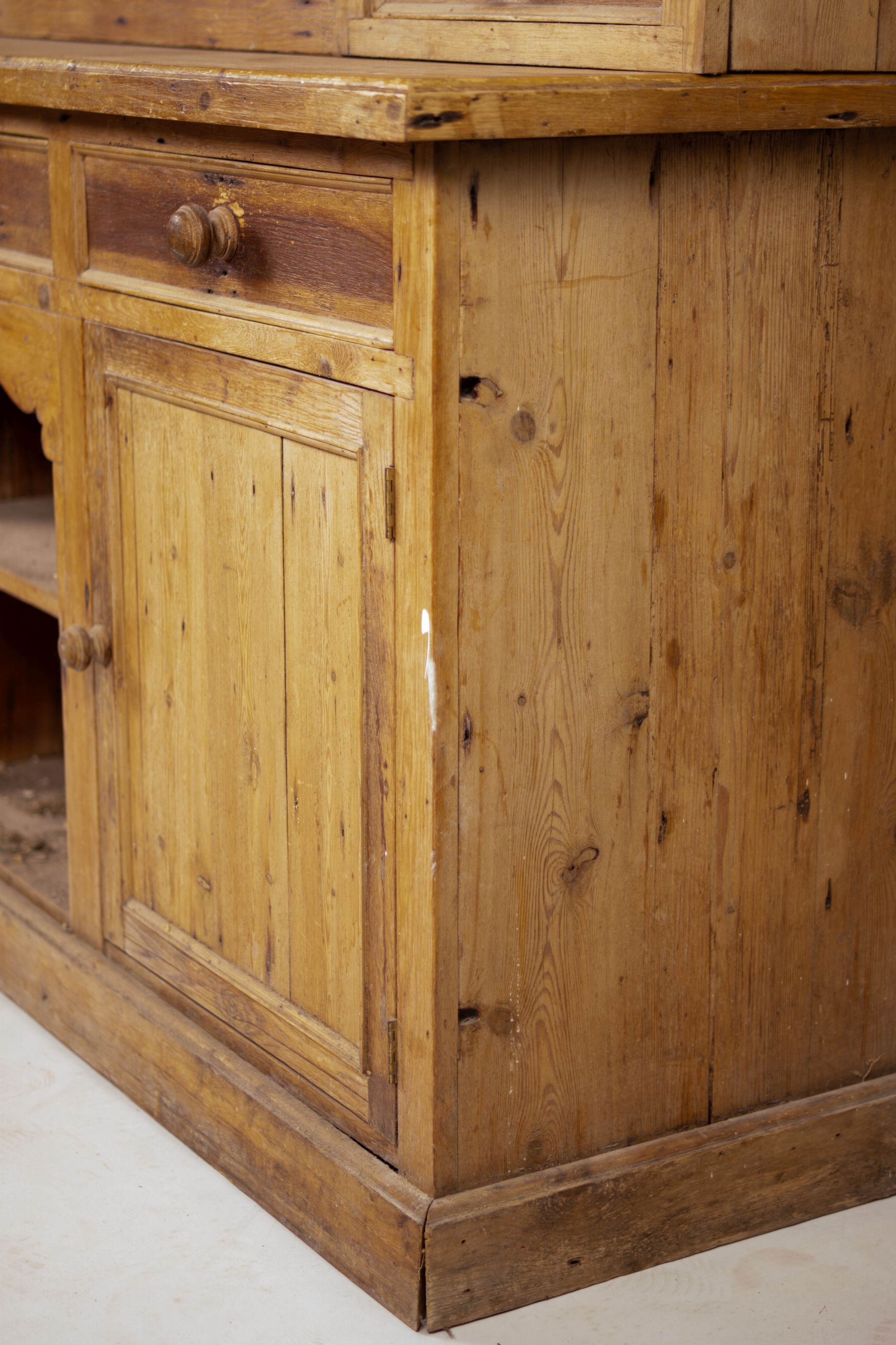 A stripped pine dresser, W.185cm D.66cm H.202cm